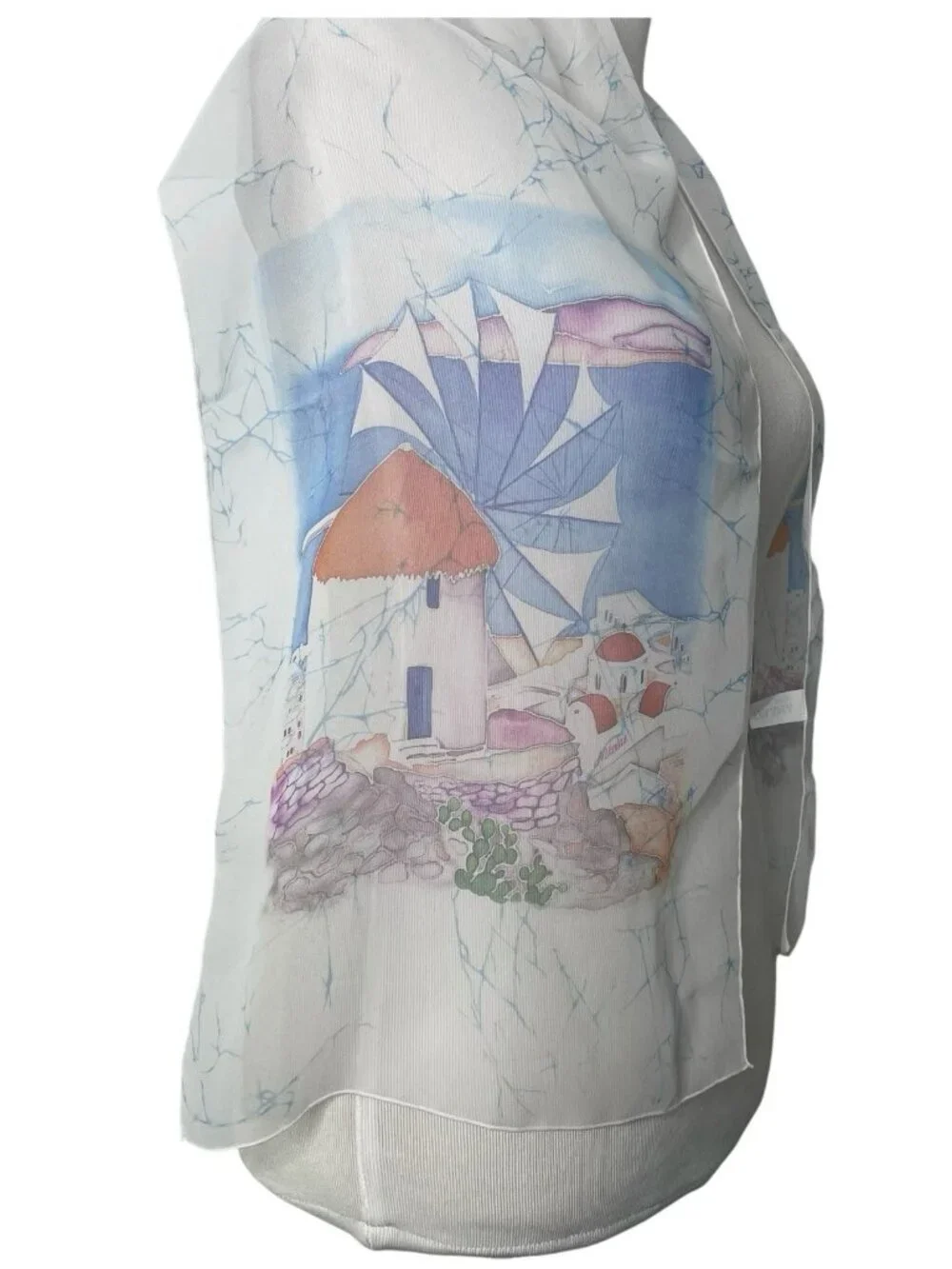 Ifasma Greek Scarf Wearable Art Windmill Design Sheer Rectangle Boho Shawl